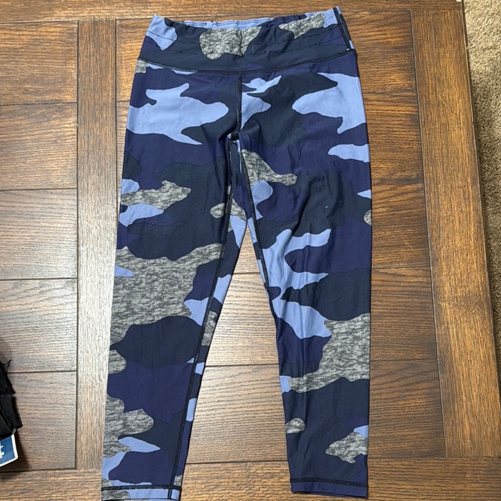 Aerie Blue and Gray Camouflage Leggings with High Waist